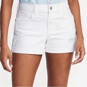 Old Navy Boyfriend Fit White Distressed Cuffed Jean Shorts in Size 8